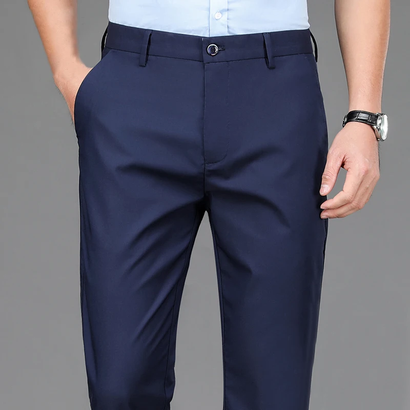 Männliche Hosen Stretch Solid Black Smart Casual Männer Hosen Büro Schnelle Trockene Anzug Hosen Neue Frühling Herbst Koreanische Gerade Hosen Männliche Hosen Stretch Solid Black Smart Casual Männer Hosen Büro Schnelle Trockene Anzug Hosen Neue Frühling Herbst Koreanische Gerade Hosen - Image 9