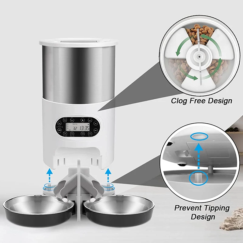 Cat Timing Feeder Smart App Cat Feeder Stainless Steel Double Meal Pet Food Remote Feeding Automatic Dispenser Suitable Cats Dog Cat Timing Feeder Smart App Cat Feeder Stainless Steel Double Meal Pet Food Remote Feeding Automatic Dispenser Suitable Cats Dog - Image 19