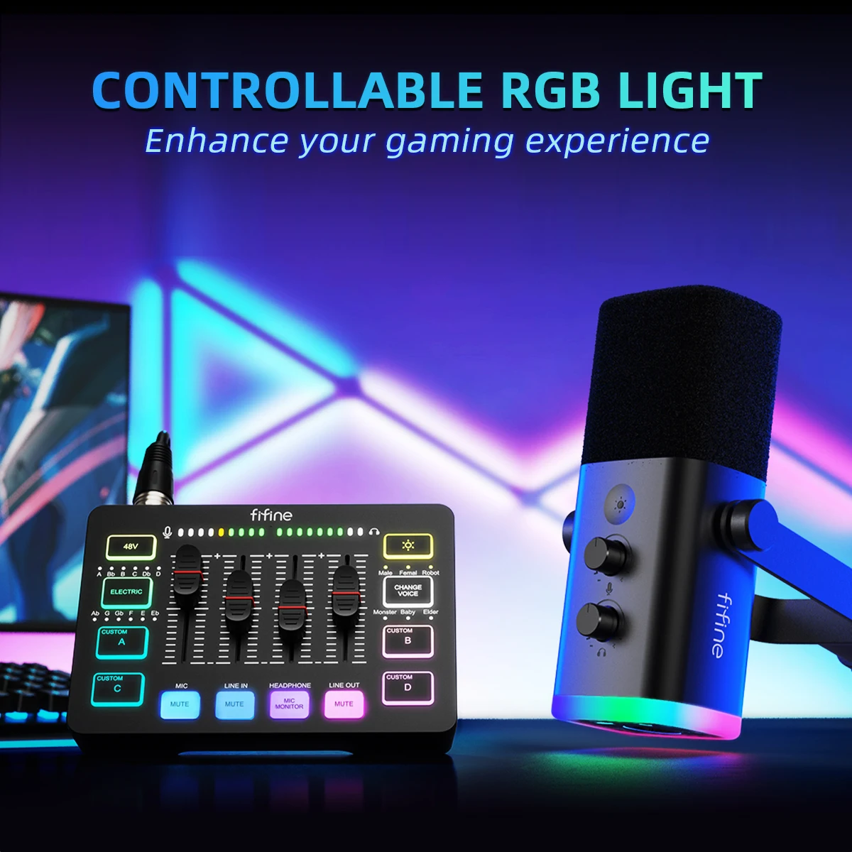 Fifine Ampligame Ks5 Podcast-Kit Mit Rgb-Audiomischer &Amp; Dynamischem Mikrofon – Streaming-Studio-Set Für Pc, Gaming &Amp; Aufnahmen Fifine Ampligame Ks5 Podcast-Kit Mit Rgb-Audiomischer &Amp; Dynamischem Mikrofon – Streaming-Studio-Set Für Pc, Gaming &Amp; Aufnahmen - Image 5