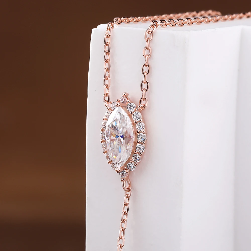 Marquise-Schliff Moissanit-Anhänger-Halskette Für Damen, 100% S925 Silber, Y-Förmiger Halo-Diamant-Tropfen-Anhänger Mit Zertifikat Marquise-Schliff Moissanit-Anhänger-Halskette Für Damen, 100% S925 Silber, Y-Förmiger Halo-Diamant-Tropfen-Anhänger Mit Zertifikat - Image 5