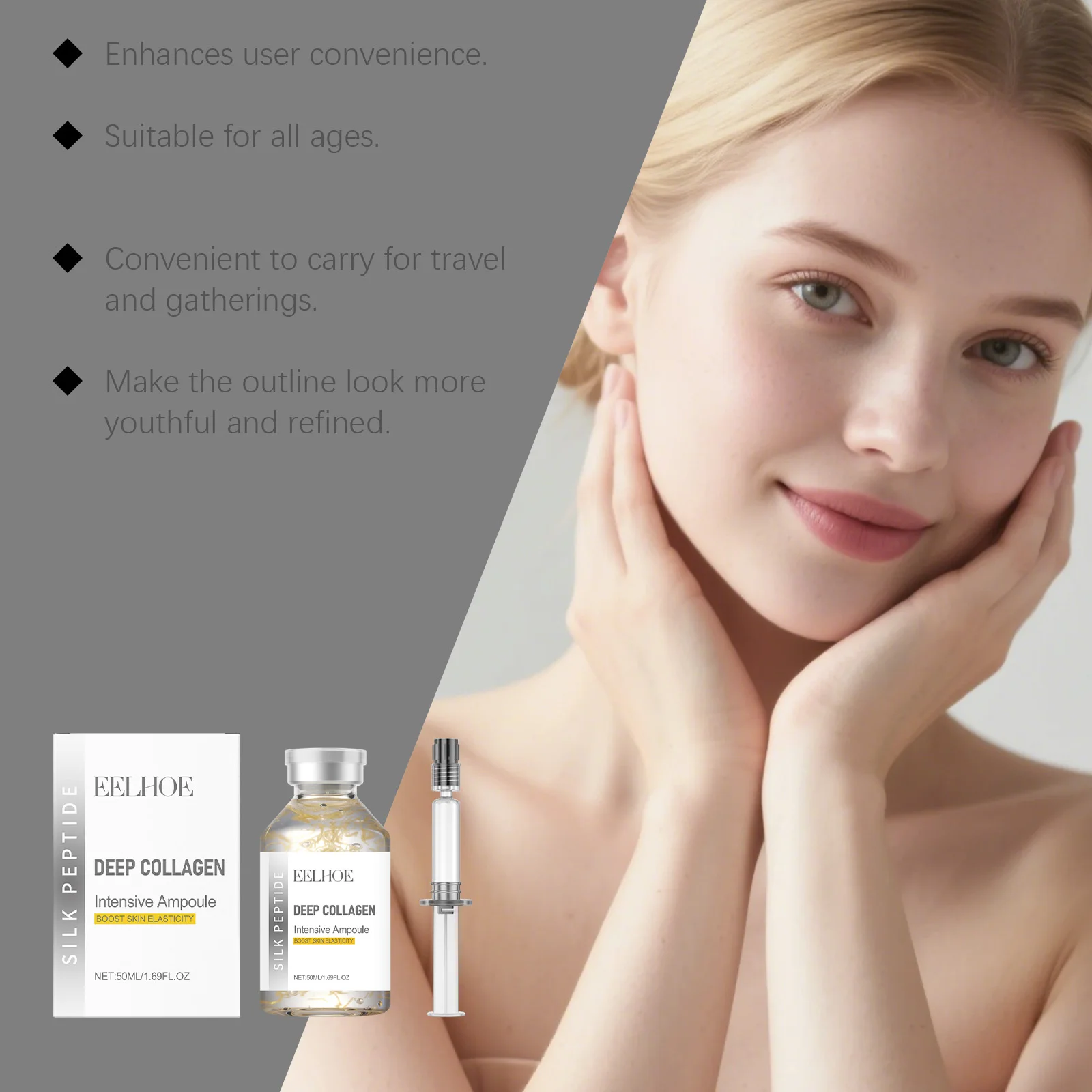 Seidenpeptid Intensiv-Lifting-Ampulle Tiefenwirksames Kollagen-Revitalisierungs-Essenz Gesichtsstraffendes Glättendes Anti-Aging-Serum Seidenpeptid Intensiv-Lifting-Ampulle Tiefenwirksames Kollagen-Revitalisierungs-Essenz Gesichtsstraffendes Glättendes Anti-Aging-Serum - Image 3