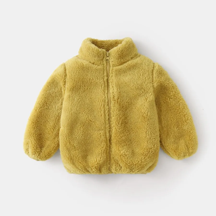 Solid Color Fashion Children Plush Coat Autumn Winter Warm Baby Girl Boy Casual Jacket Greatcoat Kids Clothing Toddler Outerwear Solid Color Fashion Children Plush Coat Autumn Winter Warm Baby Girl Boy Casual Jacket Greatcoat Kids Clothing Toddler Outerwear - Image 4