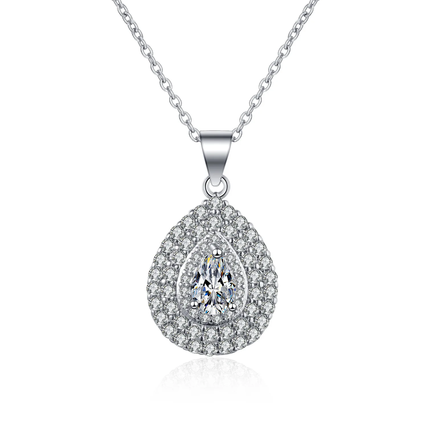 Halskette Aus 925Er-Sterlingsilber Mit Glänzendem Zirkon Für Damen, Hochzeitsschmuck, Verlobungsanhänger, Party-Geschenk, Königlicher Wassertropfen Halskette Aus 925Er-Sterlingsilber Mit Glänzendem Zirkon Für Damen, Hochzeitsschmuck, Verlobungsanhänger, Party-Geschenk, Königlicher Wassertropfen - Image 2