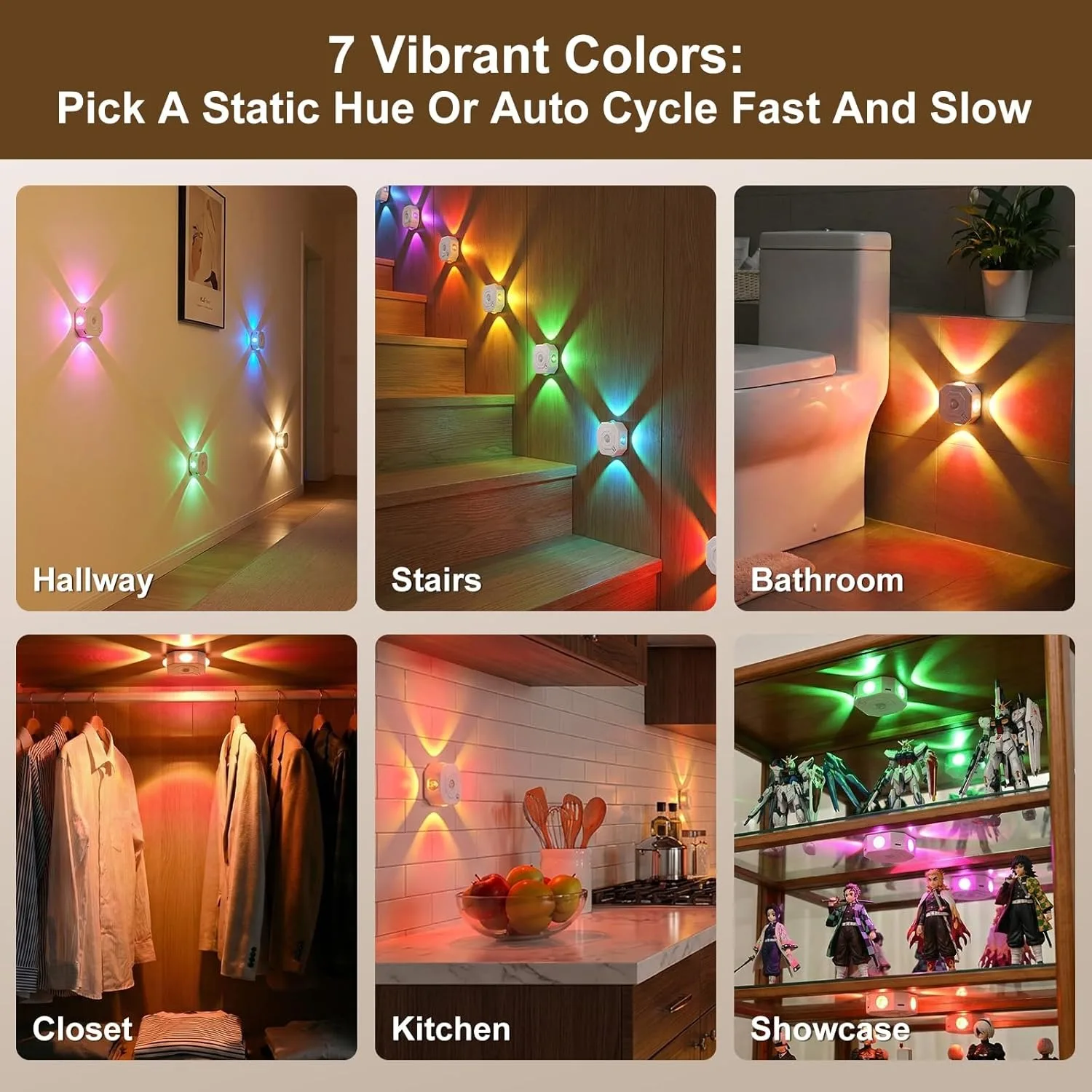 Led-Bewegungssensor-Lampe Wiederaufladbare Nachtbeleuchtung Dekorative Innenwandleuchten Rgb Und 3 Farben Flur Treppen Küchenbeleuchtung Led-Bewegungssensor-Lampe Wiederaufladbare Nachtbeleuchtung Dekorative Innenwandleuchten Rgb Und 3 Farben Flur Treppen Küchenbeleuchtung - Image 4