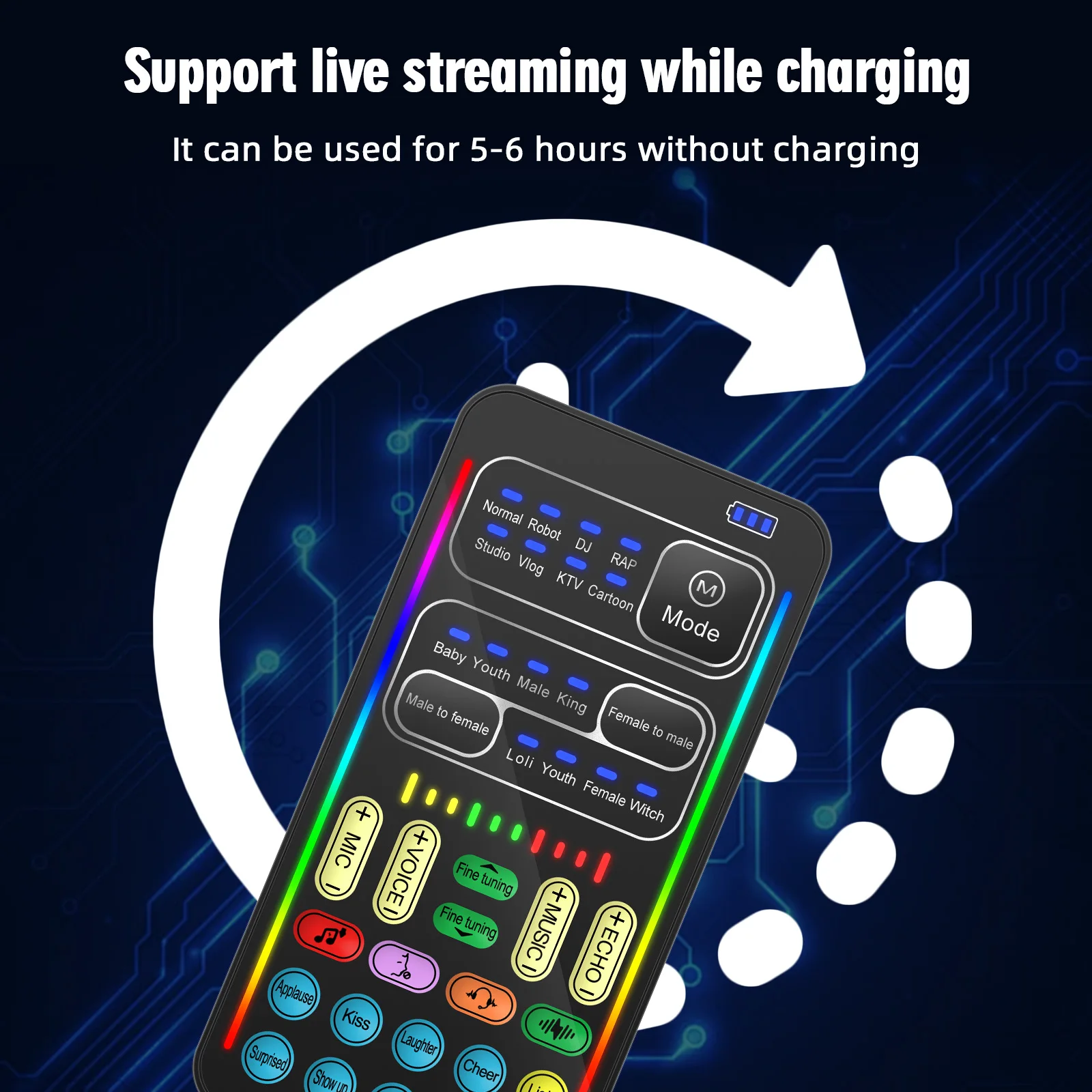 I9 Sprachverzerrer Mit Kopfhörer Und Mikrofon – Mini-Soundkarte Mit Bluetooth Für Live-Streaming, Gaming &Amp; Sprach-Effekte I9 Sprachverzerrer Mit Kopfhörer Und Mikrofon – Mini-Soundkarte Mit Bluetooth Für Live-Streaming, Gaming &Amp; Sprach-Effekte - Image 4