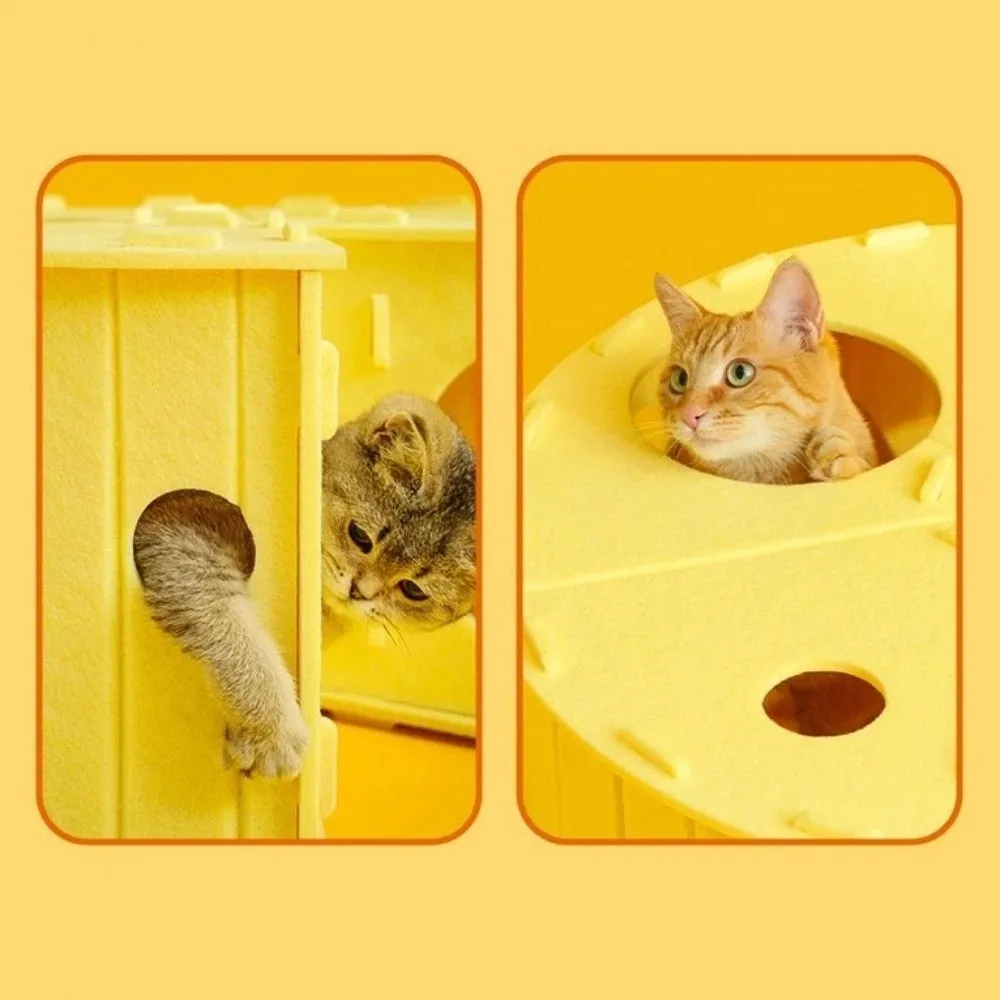 Verschleißfestes Filz-Katzenbett Abnehmbares Halbgeschlossenes Käsetunnel-Bett Komfortables Atmungsaktives Katzen-Versteck Verschleißfestes Filz-Katzenbett Abnehmbares Halbgeschlossenes Käsetunnel-Bett Komfortables Atmungsaktives Katzen-Versteck - Image 3