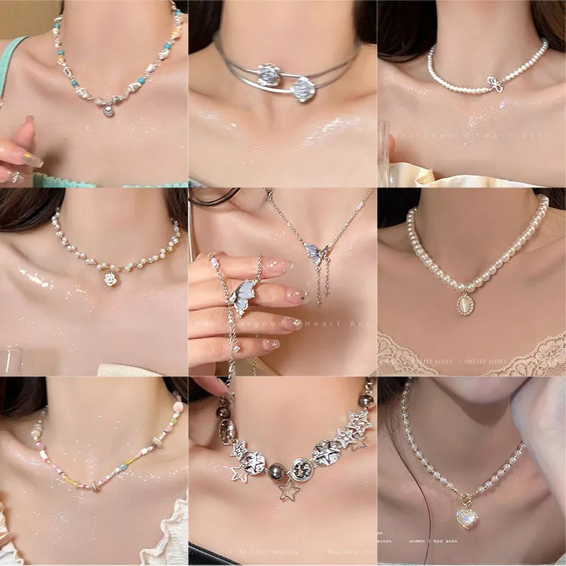 Hochwertige Schmetterlings-Perlenkette Für Damen, Schlüsselbeinkette, Trendiges Schmuck-Accessoire Hochwertige Schmetterlings-Perlenkette Für Damen, Schlüsselbeinkette, Trendiges Schmuck-Accessoire