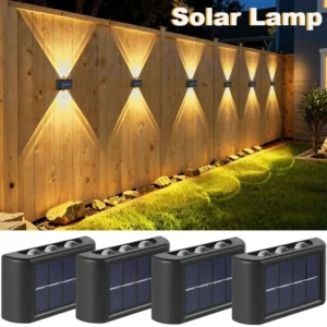 Solar-LED-Leuchte, Wasserdichte Außenwandlampe, Dämmerungssensor-Zaunbeleuchtung für Garten, Hof, Veranda, Gehweg, Camping-Dekoration