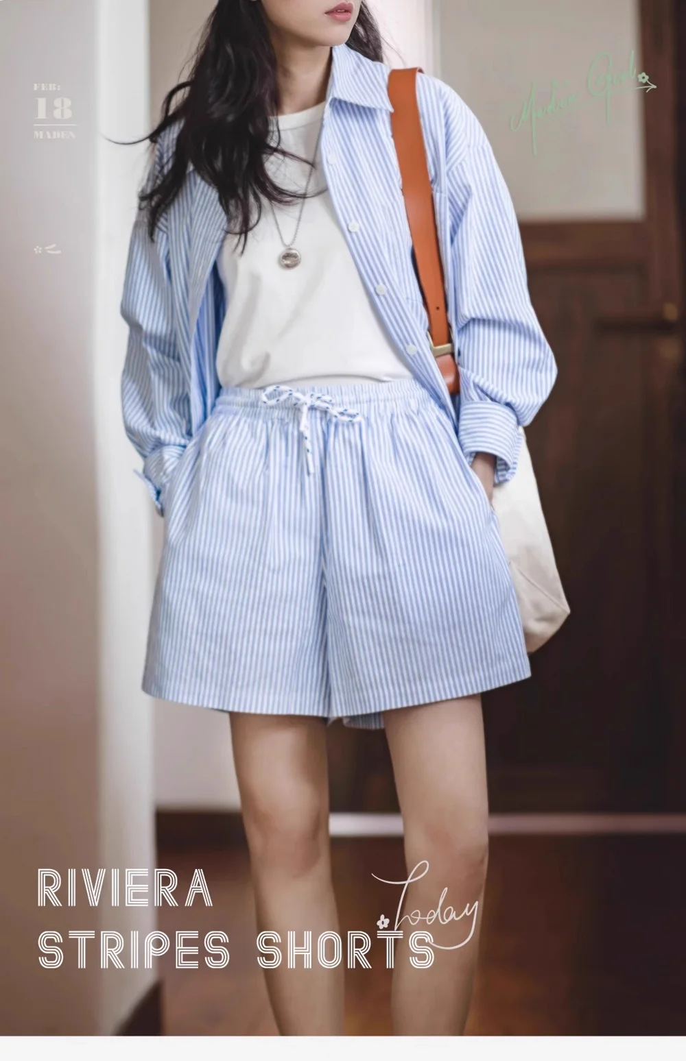 Maden Damen Blau Weiß Gestreiftes Hemd Und Shorts Sets Locker Lässig Französisch Klassischen Sommer Anzug Elegant Passend Zweiteilig Set Maden Damen Blau Weiß Gestreiftes Hemd Und Shorts Sets Locker Lässig Französisch Klassischen Sommer Anzug Elegant Passend Zweiteilig Set