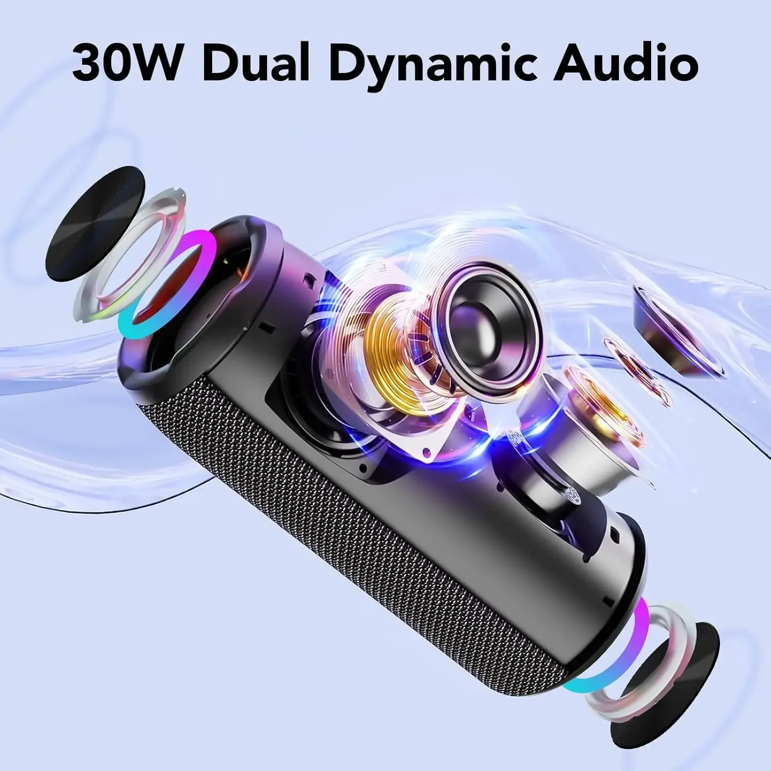 Tragbarer Bluetooth 5.4 Lautsprecher – 30W Dual-Speaker Mit Tiefbass, 30 Stunden Akkulaufzeit, 3 Eq-Modi Und Rgb-Lichteffekten Tragbarer Bluetooth 5.4 Lautsprecher – 30W Dual-Speaker Mit Tiefbass, 30 Stunden Akkulaufzeit, 3 Eq-Modi Und Rgb-Lichteffekten - Image 3