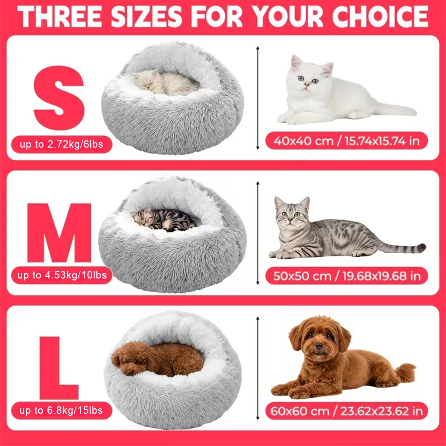 Gemütliche Katzenbetten, Hundematratzen, Warme, Weiche Plüsch-Haustierbetten, Muschelförmige, Halbgeschlossene Katzenschlafnester Für Kleine Hunde Und Kätzchen Gemütliche Katzenbetten, Hundematratzen, Warme, Weiche Plüsch-Haustierbetten, Muschelförmige, Halbgeschlossene Katzenschlafnester Für Kleine Hunde Und Kätzchen - Image 6