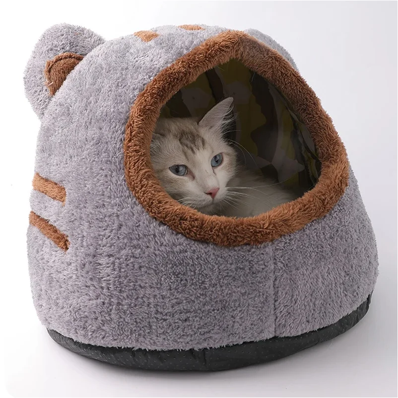 Winter-Tiefschlaf-Komfort-Katzenbett, Niedliches Bärenkopf-Form-Nest, Haustiere, Zelt, Gemütliche Höhle Für Katzen, Haus, Weiche Und Selbstwärmende Kätzchenbetten Winter-Tiefschlaf-Komfort-Katzenbett, Niedliches Bärenkopf-Form-Nest, Haustiere, Zelt, Gemütliche Höhle Für Katzen, Haus, Weiche Und Selbstwärmende Kätzchenbetten - Image 5
