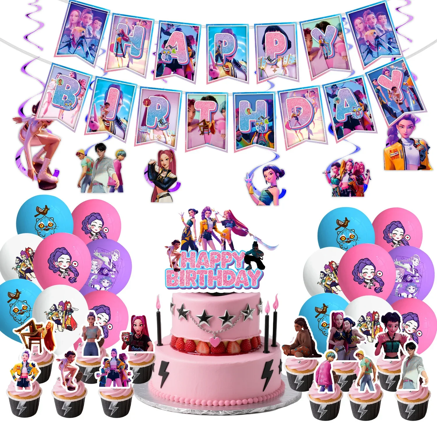 Kawaii K-Pop Gruppen-Thema Geburtstagsparty-Dekoration, Heimparty-Geschirr, Pappteller, Pappbecher, Banner, Servietten, Großhandel Neu Kawaii K-Pop Gruppen-Thema Geburtstagsparty-Dekoration, Heimparty-Geschirr, Pappteller, Pappbecher, Banner, Servietten, Großhandel Neu - Image 13