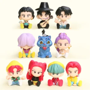 10 Stück/Set Anime KPop Dämonenjäger Q-Version Kawaii Actionfigur PVC-Modell Statue Spielzeug Schreibtischdekoration Auto-Ornament Sammlerstück Geschenk