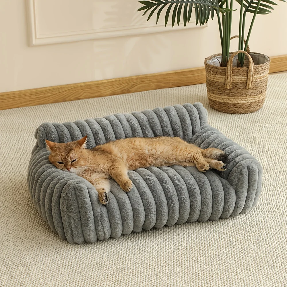 1Pcs Cat Sofa Bed-Soft Polyester Pet Bed With Striped Design, Breathable For All Seasons,Suitable For Small To Medium Cat 1Pcs Cat Sofa Bed-Soft Polyester Pet Bed With Striped Design, Breathable For All Seasons,Suitable For Small To Medium Cat - Image 7
