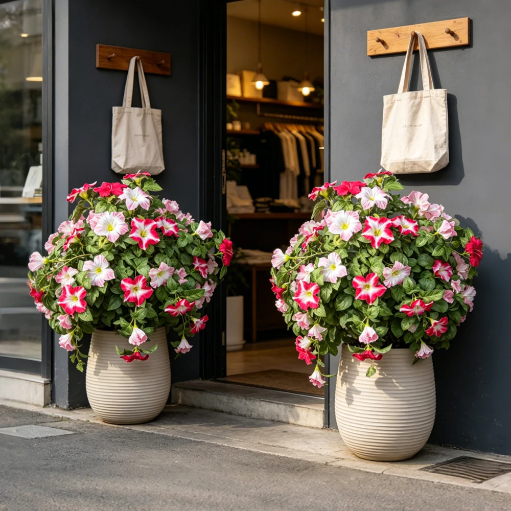 40-48Cm Künstliche Blumenranken, Künstliche Petunienblüten, Seiden-Begonienblätter, Hängepflanze Für Die Heimdekoration 40-48Cm Künstliche Blumenranken, Künstliche Petunienblüten, Seiden-Begonienblätter, Hängepflanze Für Die Heimdekoration - Image 6