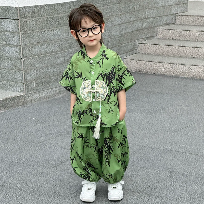 Fashion Baby Tang Costume Tops Pants Two-Piece Set Boy Outfit Casual Children'S Sets Summer Tweens Boys Hanfu Suit Kids Clothing Fashion Baby Tang Costume Tops Pants Two-Piece Set Boy Outfit Casual Children'S Sets Summer Tweens Boys Hanfu Suit Kids Clothing - Image 13