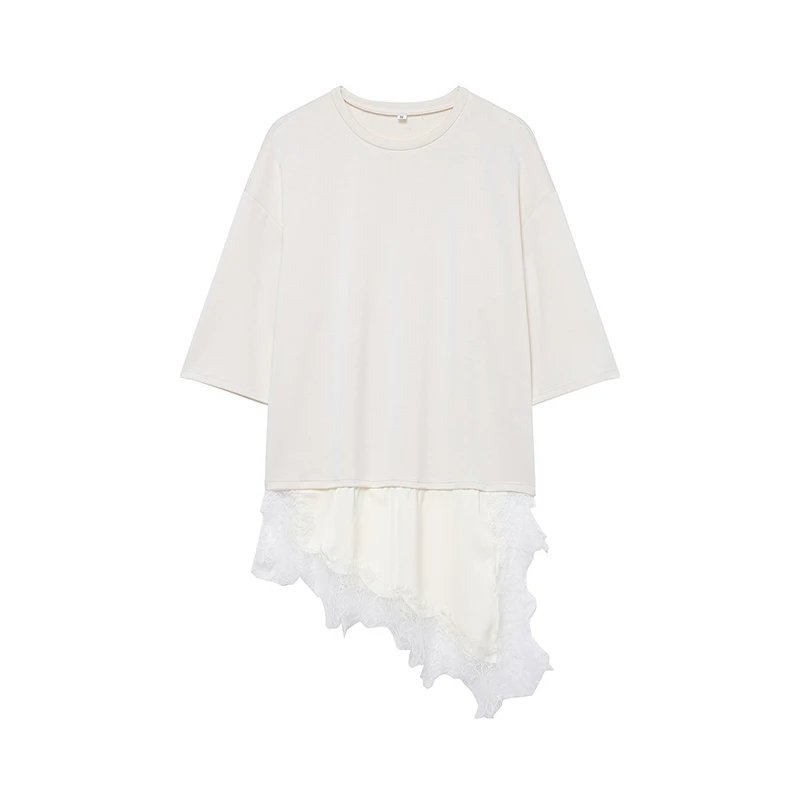 Willshela Frauen Fashion Solid Spitze Patchwork Asymmetrische Hemd Vintage Oansatz Halbarm Weibliche Chic Dame Bluse Willshela Frauen Fashion Solid Spitze Patchwork Asymmetrische Hemd Vintage Oansatz Halbarm Weibliche Chic Dame Bluse - Image 4