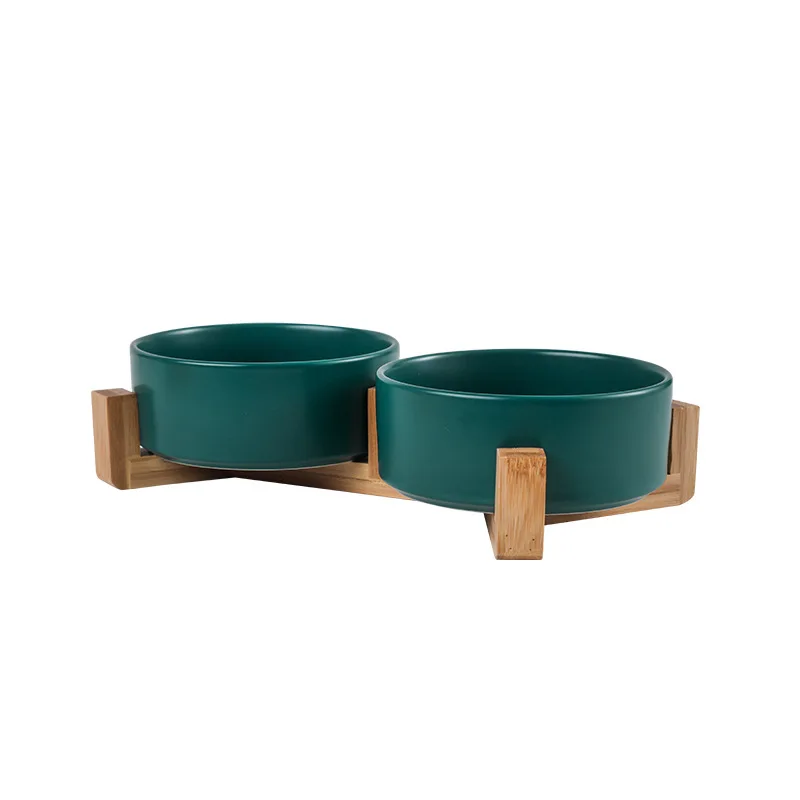 Cat Bowl Double Pet Dish With Wooden Stand Tall Elevated For Cervical Protection Cat Bowl Double Pet Dish With Wooden Stand Tall Elevated For Cervical Protection - Image 13