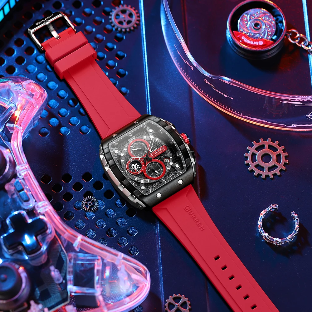 Curren Top Marke Herrenuhren Luxus Quadratische Quarz-Armbanduhr Wasserdicht Leuchtende Chronographenuhr Für Männer Datum Uhr Curren Top Marke Herrenuhren Luxus Quadratische Quarz-Armbanduhr Wasserdicht Leuchtende Chronographenuhr Für Männer Datum Uhr - Image 6