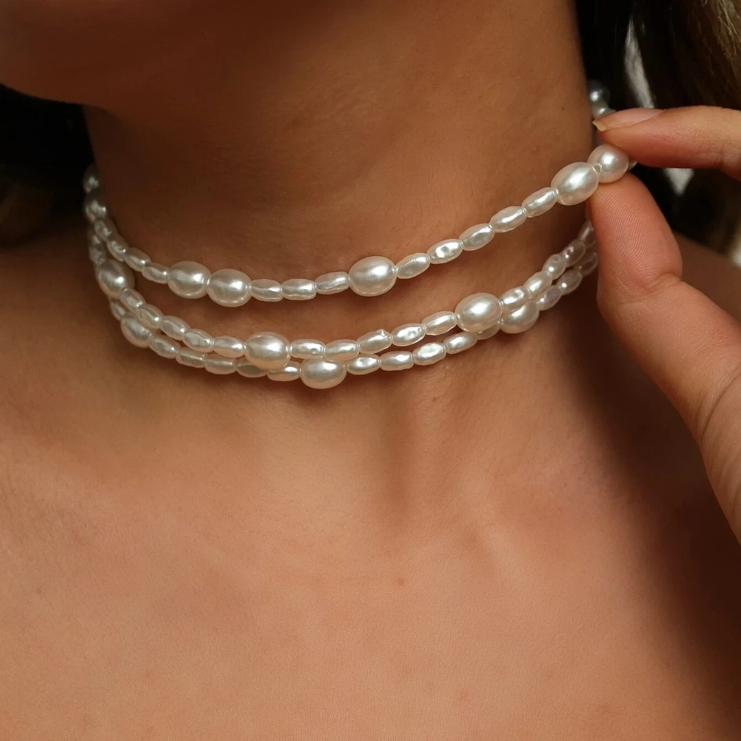 2024 Neue Einfache Barock Imitation Perle Kette Choker Halskette Elegante Temperament Perlen Halskette Frauen Hochzeit Schmuck 2024 Neue Einfache Barock Imitation Perle Kette Choker Halskette Elegante Temperament Perlen Halskette Frauen Hochzeit Schmuck