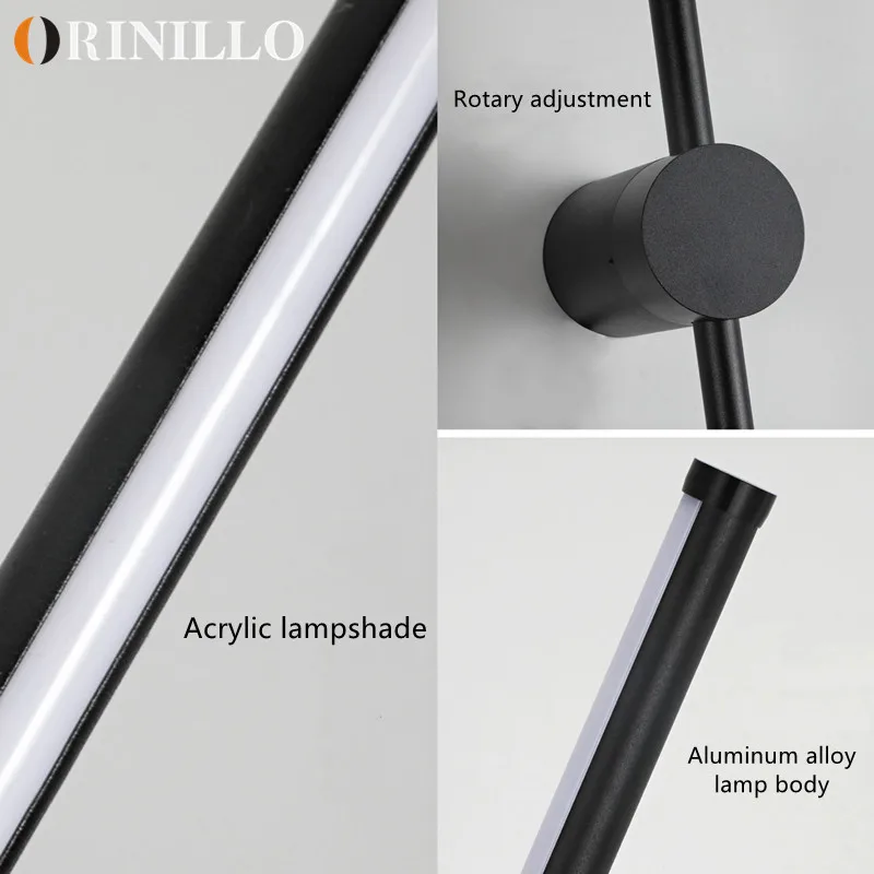 Moderne Minimalistische Led Rotierende Wandleuchte Innen Lange Wandlampe Wohnzimmer Schlafzimmer Hintergrund-Wandleuchte Moderne Minimalistische Led Rotierende Wandleuchte Innen Lange Wandlampe Wohnzimmer Schlafzimmer Hintergrund-Wandleuchte - Image 5