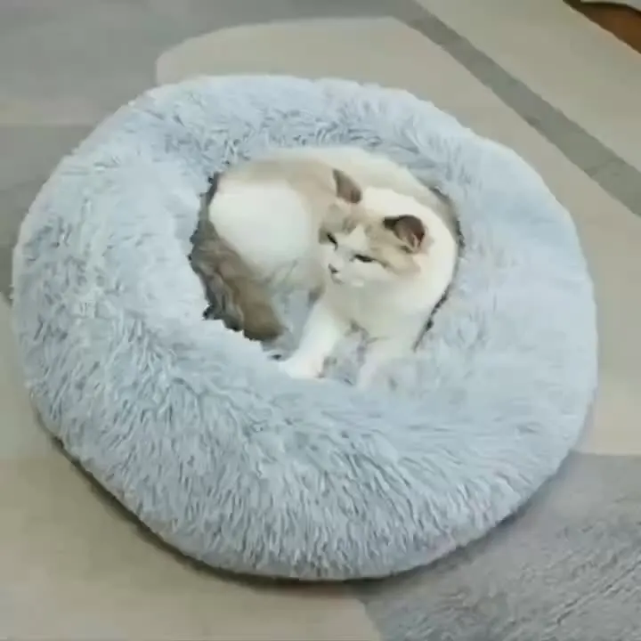 1Pc Comfortable Striped Plush Pet Bed, Suitable For Cats And Dogs,Warm,Deep Sleep Round Nest,Filling,Gray,Soft,Indoor 1Pc Comfortable Striped Plush Pet Bed, Suitable For Cats And Dogs,Warm,Deep Sleep Round Nest,Filling,Gray,Soft,Indoor - Image 10