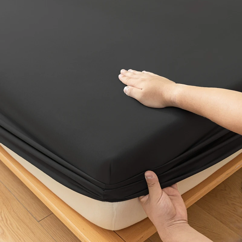 1Pc Skin-Friendly Bed Cover With Elastic Solid Color Brushed Bed Sheet Single/Queen/King Fitted Bedsheet (Without Pillowcase) 1Pc Skin-Friendly Bed Cover With Elastic Solid Color Brushed Bed Sheet Single/Queen/King Fitted Bedsheet (Without Pillowcase) - Image 2