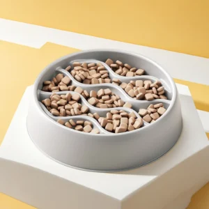 Fashion Slow-Feeder Cat Bowl Set: Anti-Splash Dual Dish - Thick PP Plastic for Mess-Free Eating & Choke Prevention​