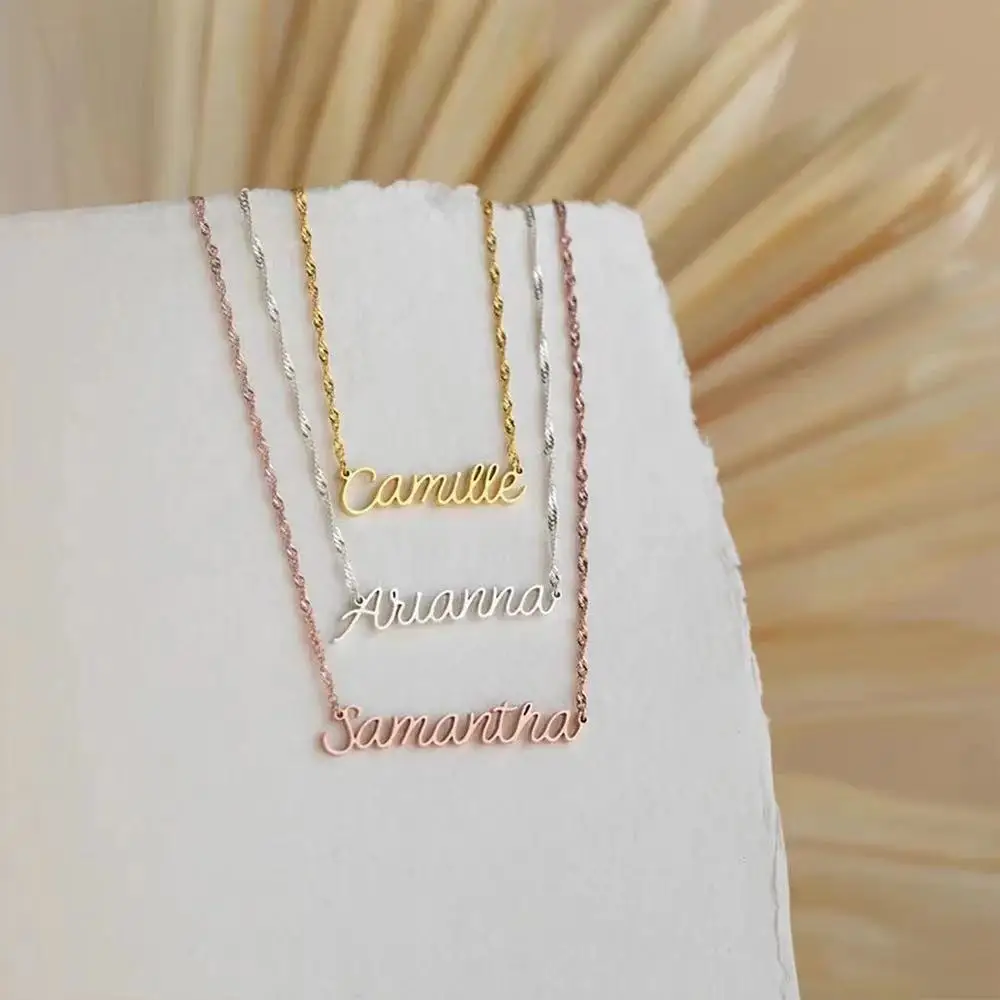 Benutzerdefinierte Name Wasser Welligkeit Halskette Personalisierte Edelstahl Paar Schlüsselbein Kette Geburtstag Frauen Schmuck Geschenk Großhandel Benutzerdefinierte Name Wasser Welligkeit Halskette Personalisierte Edelstahl Paar Schlüsselbein Kette Geburtstag Frauen Schmuck Geschenk Großhandel - Image 6