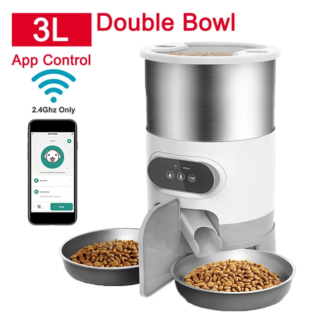 Cat Timing Feeder Smart App Cat Feeder Stainless Steel Double Meal Pet Food Remote Feeding Automatic Dispenser Suitable Cats Dog Cat Timing Feeder Smart App Cat Feeder Stainless Steel Double Meal Pet Food Remote Feeding Automatic Dispenser Suitable Cats Dog - Image 9
