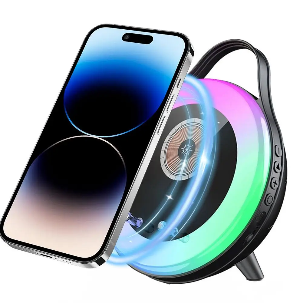 Multifunktionaler Bluetooth-Lautsprecher Mit Kabelloser Ladefunktion, Farbigem Ambientelicht, Freisprechfunktion &Amp; Telefonhalter Multifunktionaler Bluetooth-Lautsprecher Mit Kabelloser Ladefunktion, Farbigem Ambientelicht, Freisprechfunktion &Amp; Telefonhalter - Image 7
