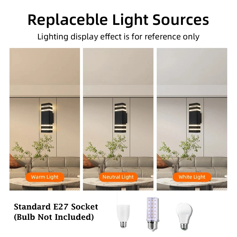 Led-Außenwandleuchten, E27, Nach Oben Und Unten, Außenwandleuchte, Ip65, Wasserdichte Led-Wandleuchte Für Veranda, Haustür, Garten, Wandleuchte Led-Außenwandleuchten, E27, Nach Oben Und Unten, Außenwandleuchte, Ip65, Wasserdichte Led-Wandleuchte Für Veranda, Haustür, Garten, Wandleuchte - Image 3