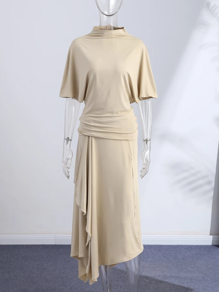 Damen Rock Outfit Mit Fledermausärmel-Oberteil Und Langem Asymmetrischem Rock Damen Rock Outfit Mit Fledermausärmel-Oberteil Und Langem Asymmetrischem Rock - Image 4