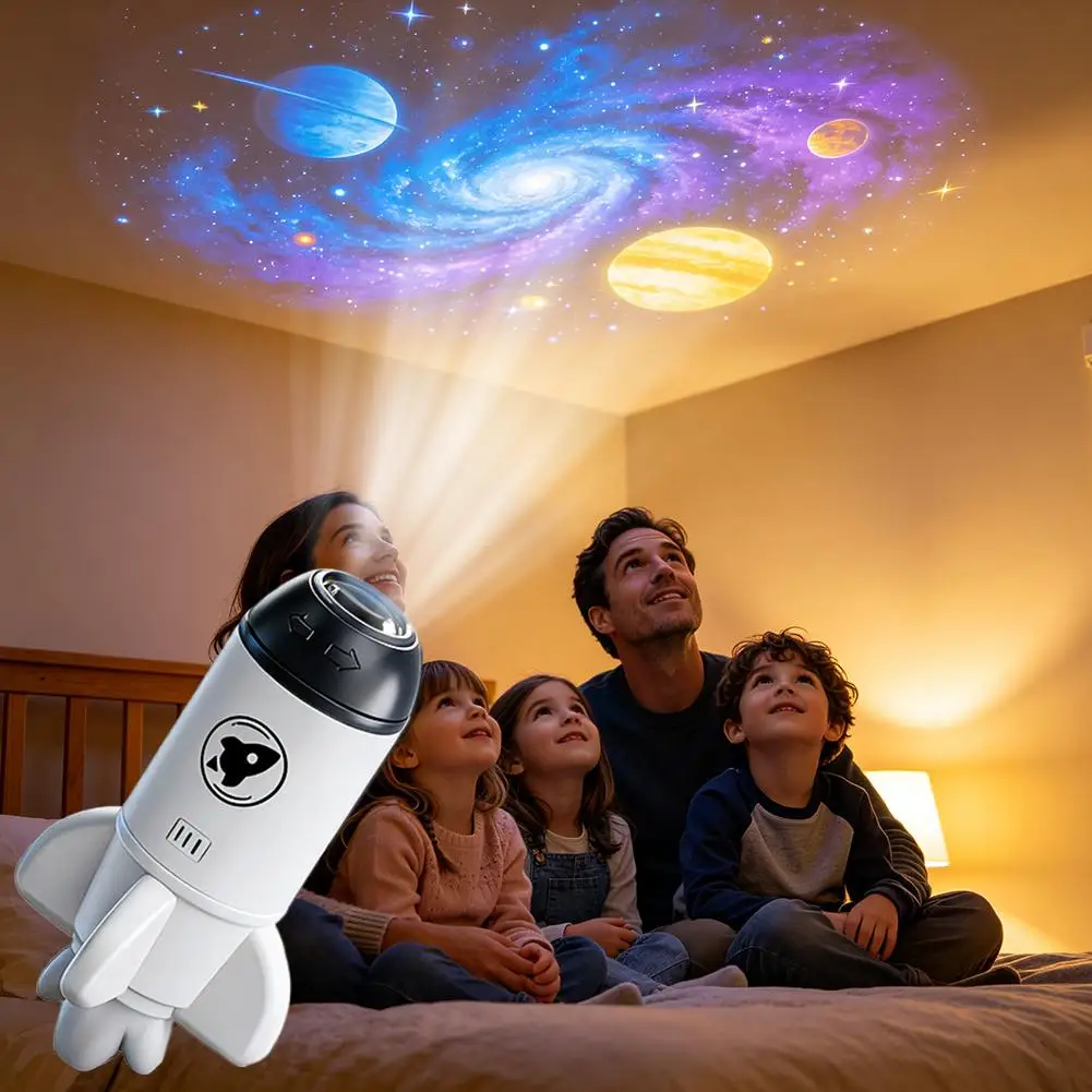 Usb Led Sternprojektor In Raketenform – 360° Drehbare Galaxie- Und Planetenlampe, Nachtlicht &Amp; Atmosphärenbeleuchtung Für Schlafzimmer Usb Led Sternprojektor In Raketenform – 360° Drehbare Galaxie- Und Planetenlampe, Nachtlicht &Amp; Atmosphärenbeleuchtung Für Schlafzimmer - Image 3