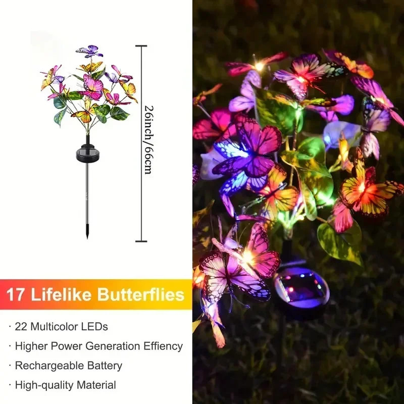 Solar-Led-Schmetterlings-Gartenleuchten, Wasserdicht, Bunt, Für Den Außenbereich, Rasen, Weg, Lampe Für Hof, Terrasse, Festival, Weihnachten, Dachdekoration Solar-Led-Schmetterlings-Gartenleuchten, Wasserdicht, Bunt, Für Den Außenbereich, Rasen, Weg, Lampe Für Hof, Terrasse, Festival, Weihnachten, Dachdekoration - Image 4
