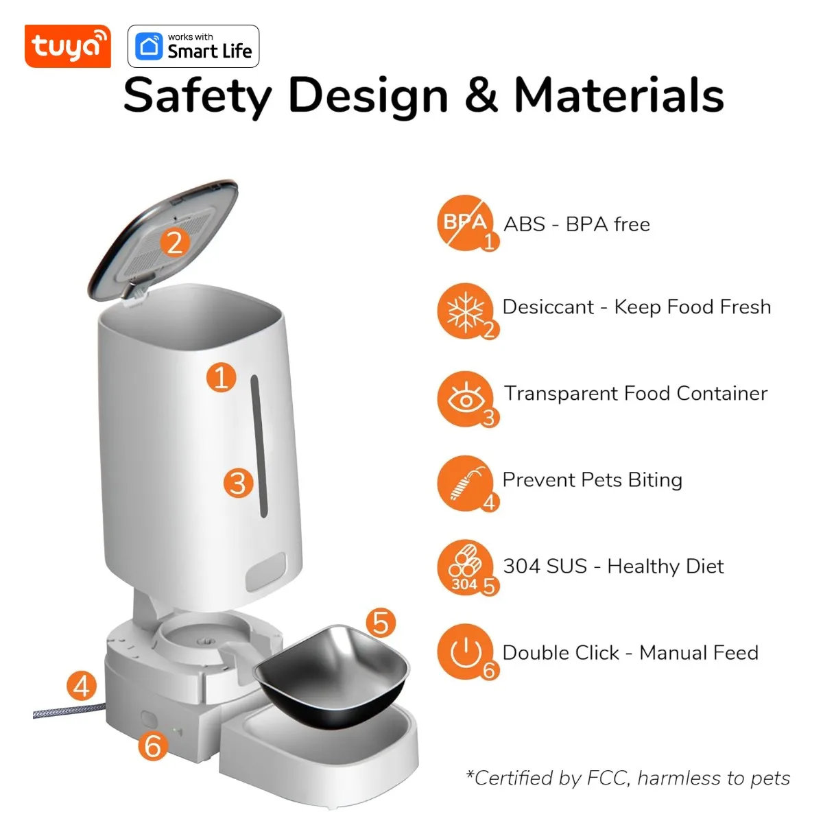 Wifi Automatic Cat Feeders For 2 Cats, 4L Cat Food Dispenser With App Control, Double Stainless Steel Bowls, Low Food Alarms Wifi Automatic Cat Feeders For 2 Cats, 4L Cat Food Dispenser With App Control, Double Stainless Steel Bowls, Low Food Alarms - Image 3