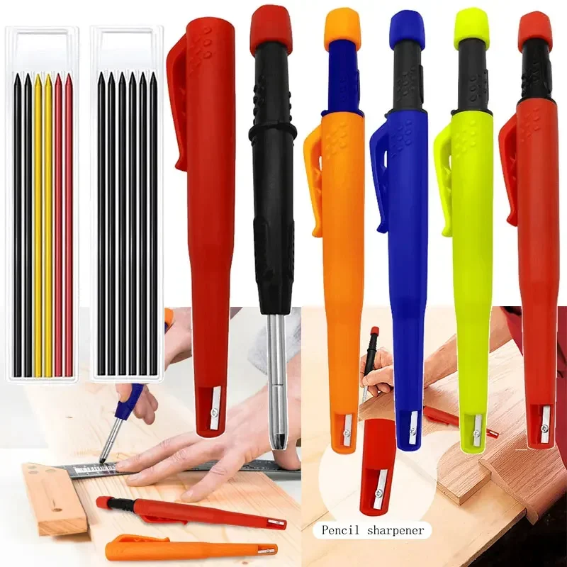 Neue 2-In-1 Solide Zimmermannsbleistifte Mit Spitzer Zimmermann 2,8 Mm Solide Druckbleistifte Markierungswerkzeuge Bau/Zimmerler Neue 2-In-1 Solide Zimmermannsbleistifte Mit Spitzer Zimmermann 2,8 Mm Solide Druckbleistifte Markierungswerkzeuge Bau/Zimmerler