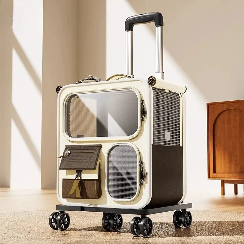 Rolling Cat Carrier With Wheels For Large Cats Small Dogs Up To 10Kg Ideal For Travel Walking And Camping Cat Handbag Dog Bag Rolling Cat Carrier With Wheels For Large Cats Small Dogs Up To 10Kg Ideal For Travel Walking And Camping Cat Handbag Dog Bag - Image 3