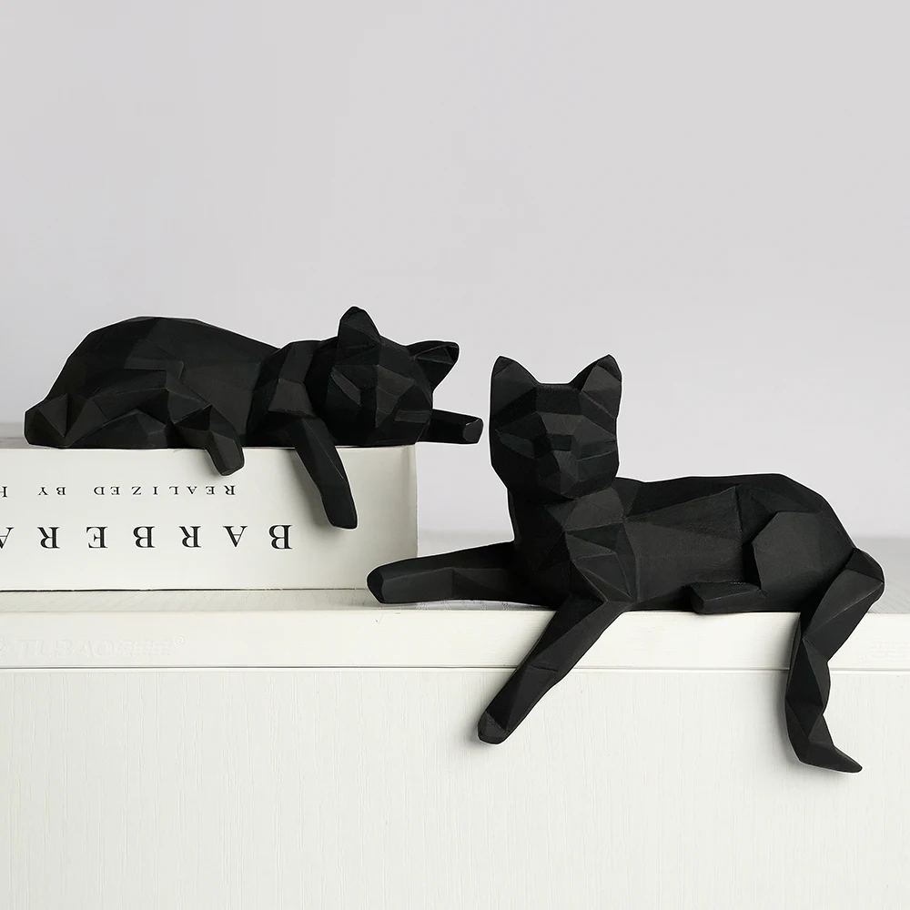 1 Set Of Cat Sculptures With Geometric Facets, Animal Sculptures, Resin Crafts, Living Room Home Design Creative Ornaments, Lazy Cat Statues 1 Set Of Cat Sculptures With Geometric Facets, Animal Sculptures, Resin Crafts, Living Room Home Design Creative Ornaments, Lazy Cat Statues - Image 5