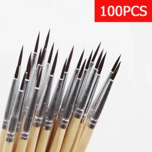 100 Stück Hakenschnur-Stift 000 #   Dünne Linie Malpinsel Langes Haar Holz Öl Aquarellpinsel Künstlerbedarf Großhandel mit Malstift