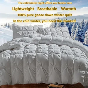 Daunenbettdecke mit weißer Gänsedaune, leicht und warm – Winterdecke
