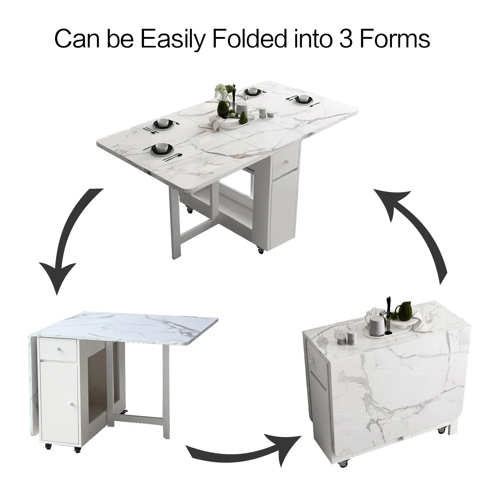 Fashion White Color Folding Dining Table Furniture Yemek Masasi Multifunctional Rectangle Foldable Dining Table Folding Chairs Fashion White Color Folding Dining Table Furniture Yemek Masasi Multifunctional Rectangle Foldable Dining Table Folding Chairs - Image 6