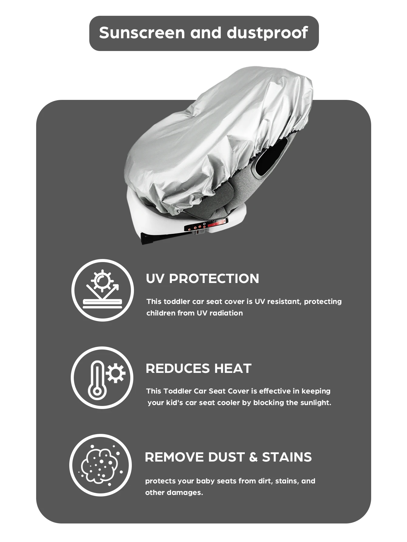 1Pc Baby Car Seat Sun Shade Cover Blocks Out Heat &Amp; Sun Uv Covers Universal Baby Travel Accessories 1Pc Baby Car Seat Sun Shade Cover Blocks Out Heat &Amp; Sun Uv Covers Universal Baby Travel Accessories - Image 4