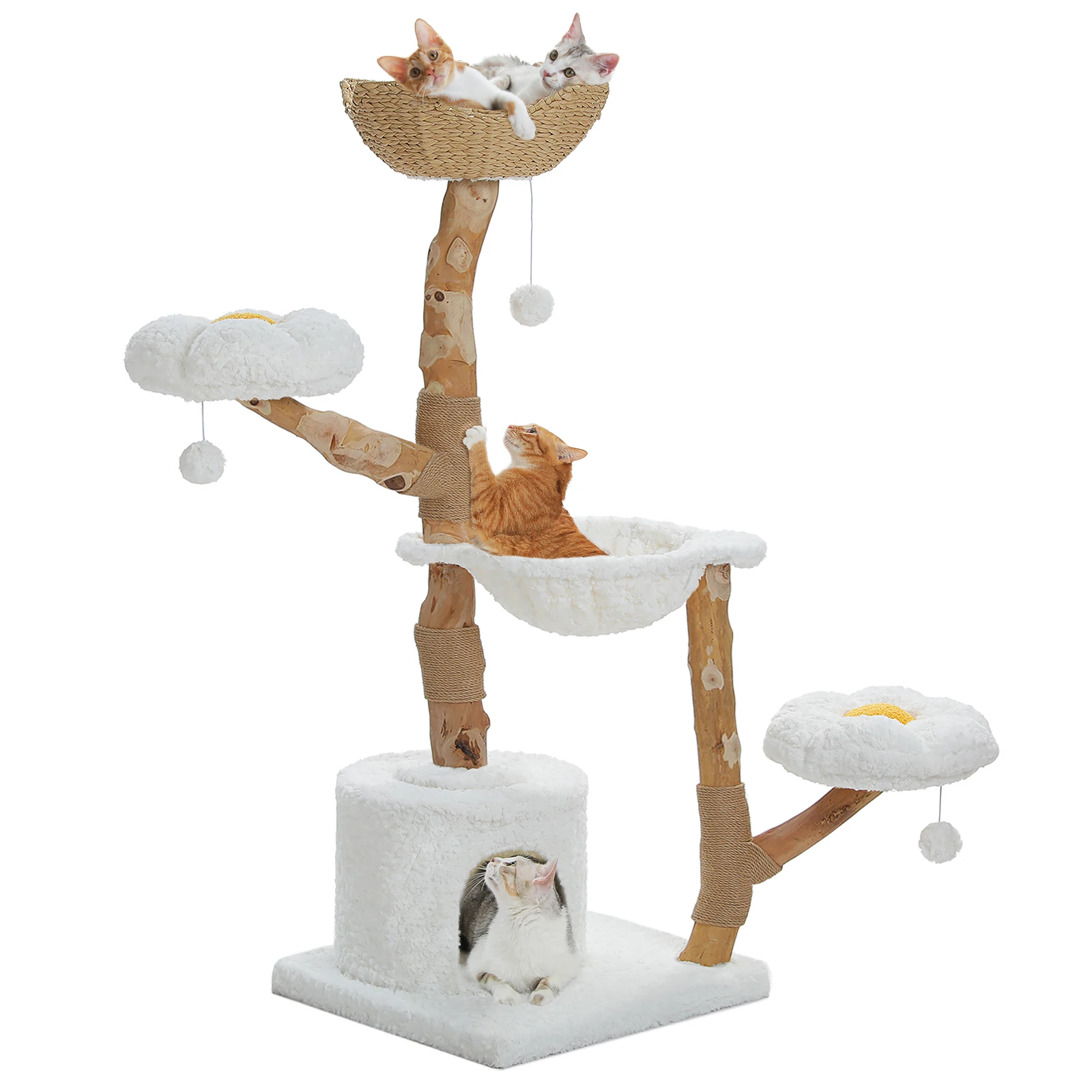 Large Cat Tree Tower With Sisal Scratching Post Wicker Basket Bed Flower Cat Condo Indoor Modern Cat Furniture Cat Accessories Large Cat Tree Tower With Sisal Scratching Post Wicker Basket Bed Flower Cat Condo Indoor Modern Cat Furniture Cat Accessories - Image 10