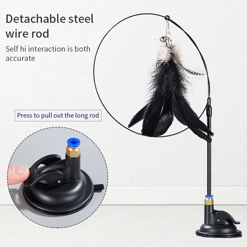 Interactive Cat Toy Handfree Cat Stick Playing Kitten Playing Teaser Wand Toy Suction Cup Bird/Feather Cat Wand Pet Supplies Interactive Cat Toy Handfree Cat Stick Playing Kitten Playing Teaser Wand Toy Suction Cup Bird/Feather Cat Wand Pet Supplies - Image 2