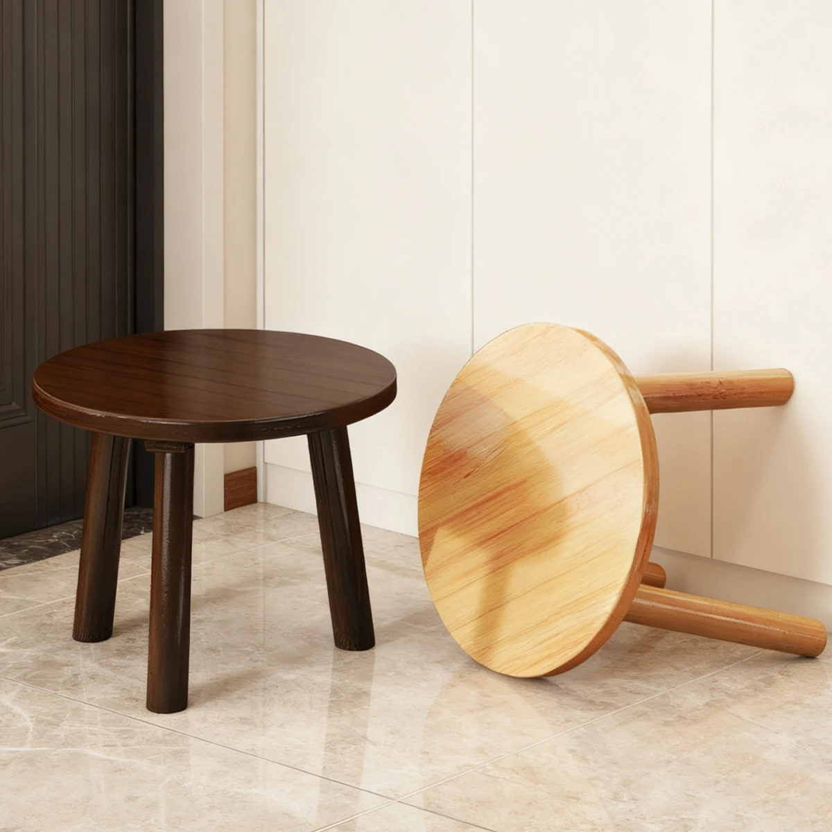 1Pc Bamboo Round Stool For Living Room &Amp; Balcony, Sturdy Lightweight Multifunctional Stool. 1Pc Bamboo Round Stool For Living Room &Amp; Balcony, Sturdy Lightweight Multifunctional Stool.