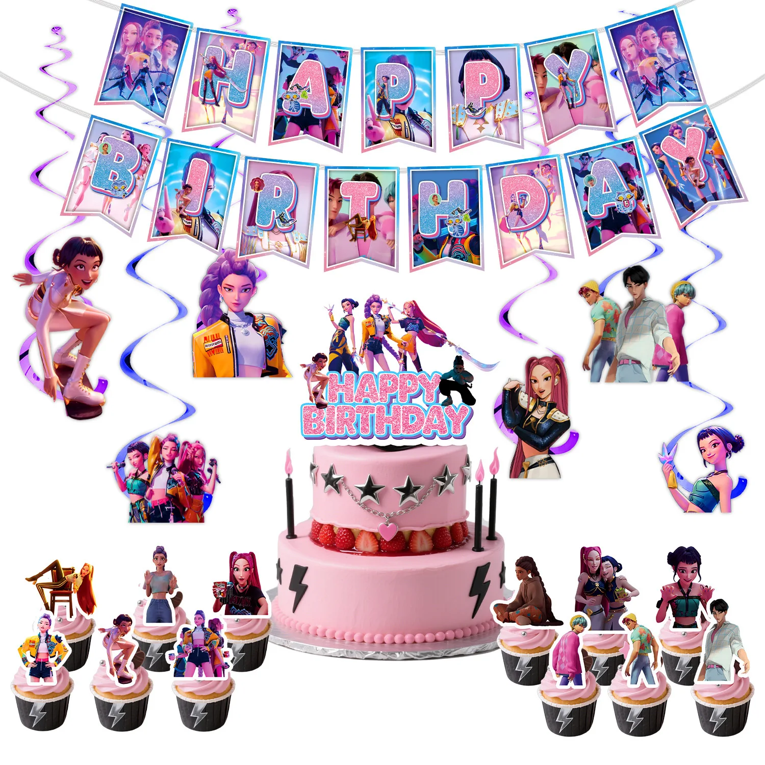Kawaii K-Pop Gruppen-Thema Geburtstagsparty-Dekoration, Heimparty-Geschirr, Pappteller, Pappbecher, Banner, Servietten, Großhandel Neu Kawaii K-Pop Gruppen-Thema Geburtstagsparty-Dekoration, Heimparty-Geschirr, Pappteller, Pappbecher, Banner, Servietten, Großhandel Neu - Image 12