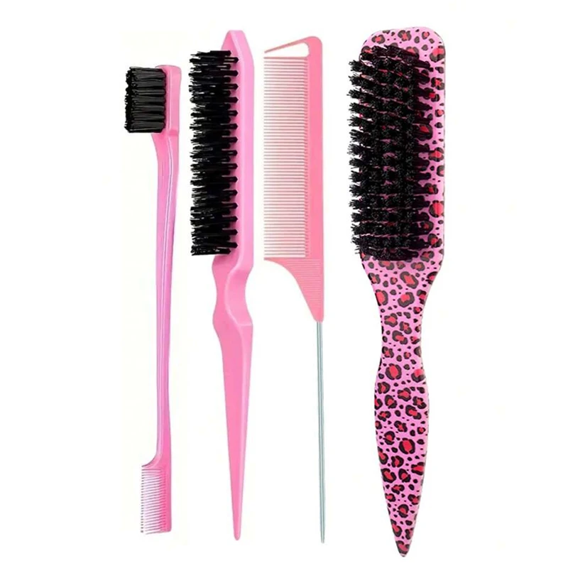 Bristle Slick Back Hair Brush For Sleek Ponytail Bun &Amp; Smoothing Baby Hairs, Flyaways, Edge Control - Backcombing &Amp; Teasing Bristle Slick Back Hair Brush For Sleek Ponytail Bun &Amp; Smoothing Baby Hairs, Flyaways, Edge Control - Backcombing &Amp; Teasing