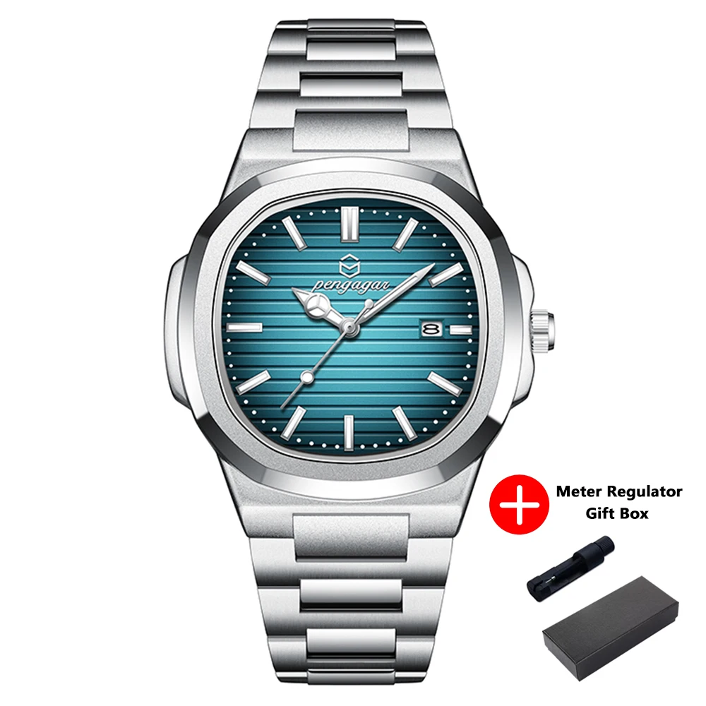 Luxuriöse Quadratische Herren-Armbanduhr, Elegant, Wasserdicht, Leuchtend, Mit Datumsanzeige, Edelstahl, Quarzuhren Für Herren, Weihnachtsgeschenk + Box Reloj Luxuriöse Quadratische Herren-Armbanduhr, Elegant, Wasserdicht, Leuchtend, Mit Datumsanzeige, Edelstahl, Quarzuhren Für Herren, Weihnachtsgeschenk + Box Reloj - Image 11